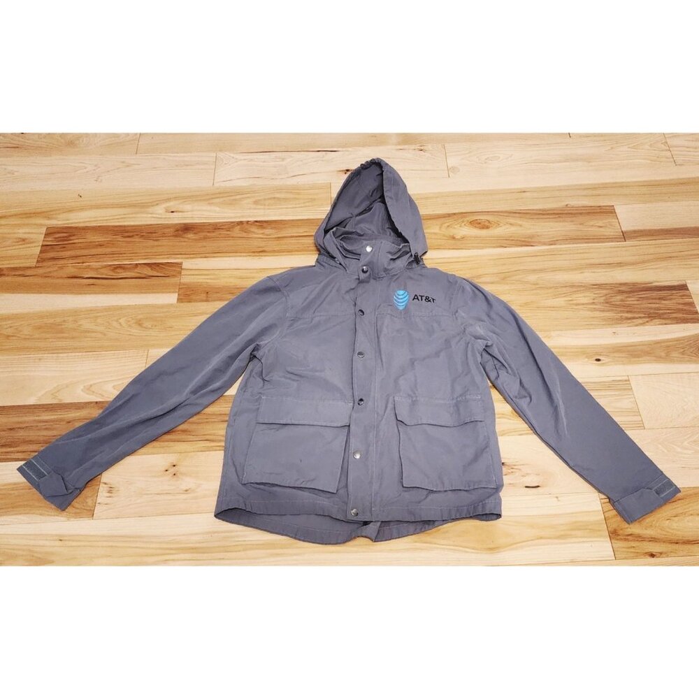 AT&T Employee issued Gear Grey Jacket zip snap up long-sleeve hooded Small